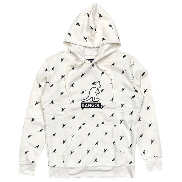 Kangol Other - Kangol Men's Hoodie All Over Print Embroidered Fleece Sweatshirt in Off White